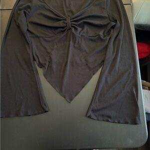 SHEIN Black Knot Front Blouse